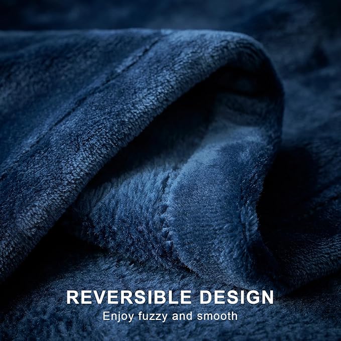 Hansleep Fleece Navy Blue Full Blanket, Super Soft Flannel Fuzzy Plush Cozy Blanket for All Seasons, Navy Blue, Full 84x90 Inches