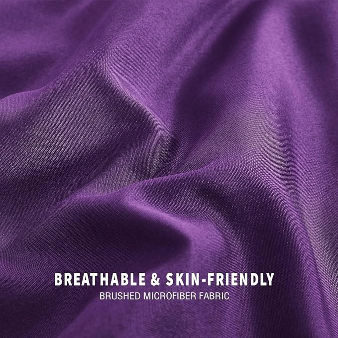 Exclusivo Mezcla Lightweight Reversible Twin Size Comforter Set, Down Alternative Comforter with 1 Pillow Sham, Twin Size Bedding Set for All Seasons, Deep Purple/Lilac