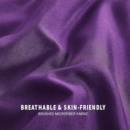 Exclusivo Mezcla Lightweight Reversible King Size Comforter Set, Down Alternative Comforter with 2 Pillow Sham, King Size Bedding Set for All Seasons, Deep Purple/Lilac