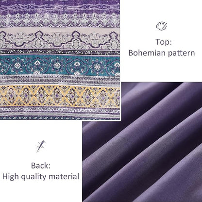 Cottolester Boho King Size Comforter Set 8 Pieces, Violet Bohemian Striped Bed in a Bag, Paisley Soft Microfiber Bedding Comforter Set