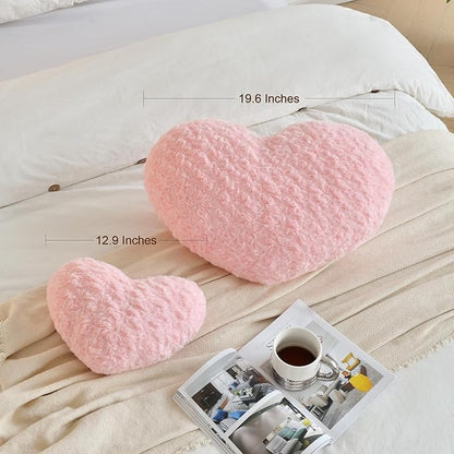 Heart Pillow, Soft Heart Shaped Pillow with Room Decorative Throw Pillows for Bed Couch Chair Sofa, Heart Shaped Cute Throw Pillow Cushion for Bedroom Living Room (Orange, Large 19.6" x 15.7")