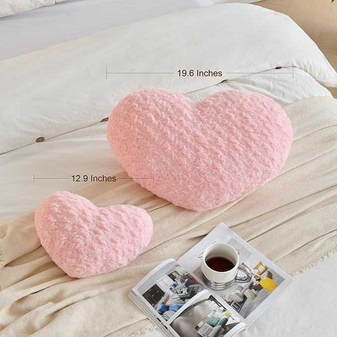 Heart Pillow, Soft Heart Shaped Pillow with Room Decorative Throw Pillows for Bed Couch Chair Sofa, Heart Shaped Cute Throw Pillow Cushion for Bedroom Living Room (Grey Blue, Large 19.6" x 15.7")