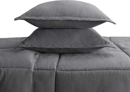 SERTA Simply Clean Ultra Soft Hypoallergenic Solid 3 Piece Comforter Set, King, Grey