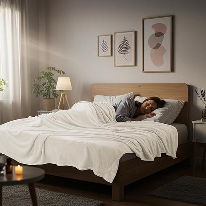 Utopia Bedding Fleece Blanket King Size Linen 300GSM Luxury Anti-Static Fuzzy Soft Microfiber Bed Blanket (90x102 Inch)