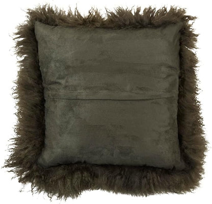 SARO LIFESTYLE 100% Wool Mongolian Lamb Fur Poly Filled Throw Pillow