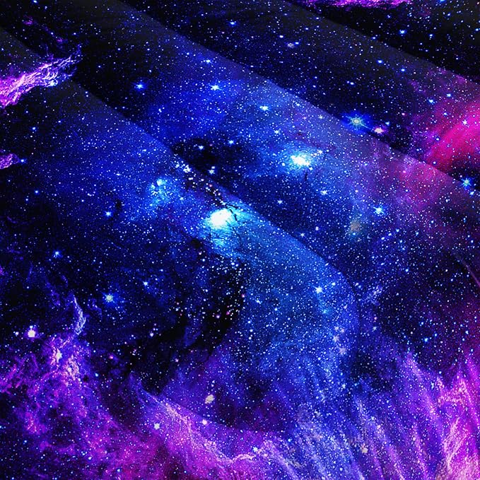 Violet Starry Sky Comforter Set - Twin Size, Kids Bedding Set with Galaxy Comforter and 2 Pillowcases