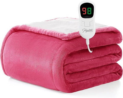 Homemate Electric Heated Blanket Full Size - 72"x84" Heating Blanket Full Size 1/2/4/6/8 Hours Auto-Off 10 Heat Level Over-Heat Protection Flannel Sherpa ETL Certification