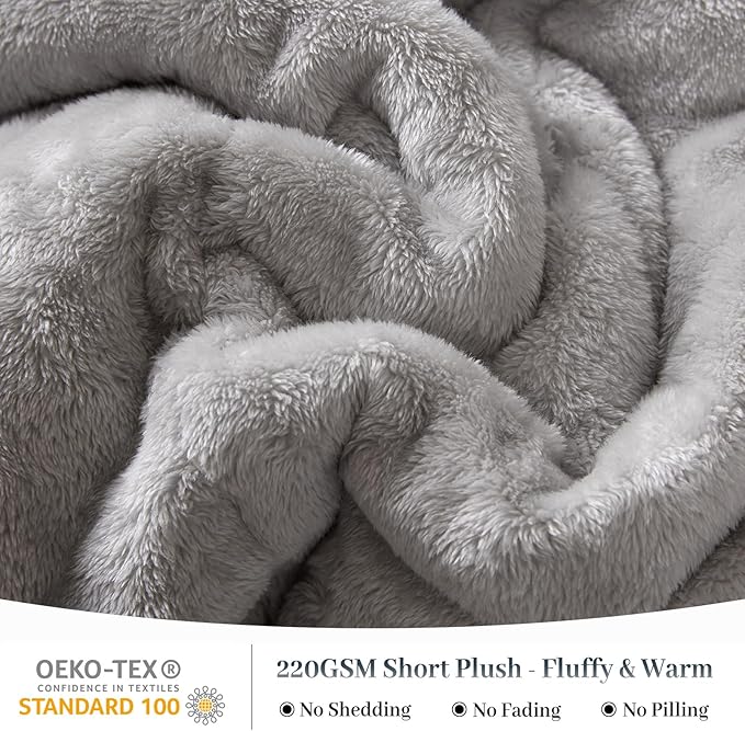 YIYEA Fluffy Queen Size Comforter Set, Luxury Faux Fur Comforter, Ultra Soft Plush Fuzzy Velvet Bedding Comforter Sets for Fall Winter, Cozy Warmth, No Shedding, 3PC, Queen, Light Grey