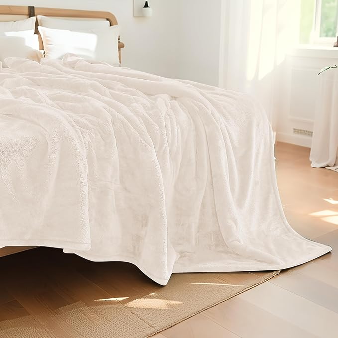Electric Heated Blanket Queen Size 84"x90", Soft Plush Microplush for Bed, Dual Controllers & Dual Heating Zones, 10 Hours Auto Off & 4 Heating Levels, Machine Washable, Gifts for Family-White