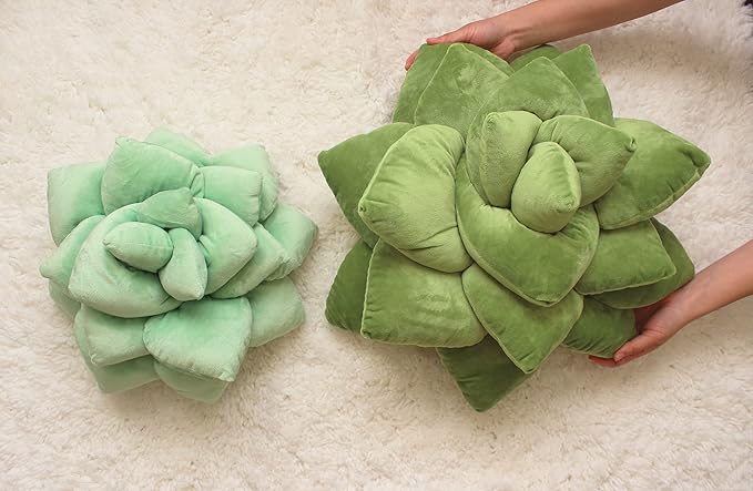 Green Philosophy Co. Succulent® Pillow 20" – Soft 3D Decorative Flower Throw Pillow, Unique Olive Green Plush Flower Cushion, Perfect for Couch, Sofa, Bedroom Decor, Gift for Plant Lovers