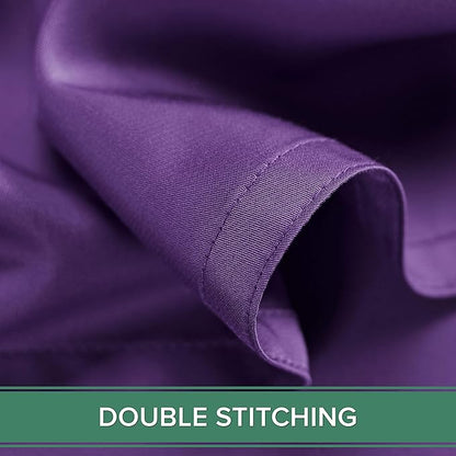 Pure Bamboo King Sheets, Genuine 100% Organic Viscose Derived from Bamboo Bed Sheet Set, Luxuriously Soft & Cooling, Double Stitching, 2 Year Quality Promise (King, Purple)
