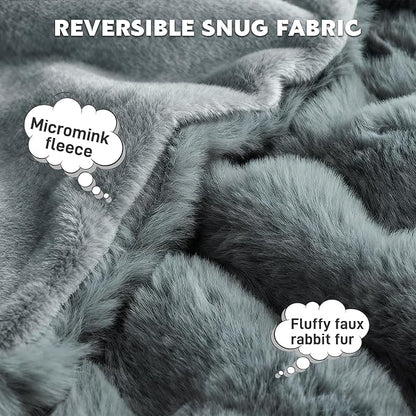 Waterproof Dog Blanket for Sofa Bed Couch, Couch Cover Blanket Fluffy Faux Rabbit Fur Thick Reversible Furniture Protection, Fuzzy Soft Pet Blanket for Small Medium Large Dogs/Cats