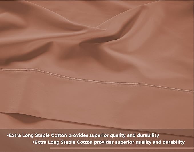 LANE LINEN Full Size Bed Sheets Set - 600 Thread Count Full Sheet Set - 100% Cotton Sheets Full Size Bed Set - Soft Cotton Bed Sheet Set - Sateen Weave Hotel Sheets - Luxury Full Sheet Set - Rose Dawn