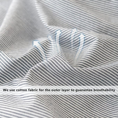 VM VOUGEMARKET Grey Stripes Comforter Set Twin XL Teen Boys Men Down Comforter with 2 Pillowcases,Modern Luxury Pinstriped Bedding Quilt Set 68"x90"