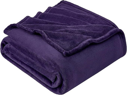 Hansleep Fleece King Size Blanket for Bed Purple, Super Soft Flannel Fuzzy King Size Plush Cozy Blanket for All Seasons, Purple, King 90x108 Inches