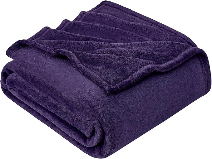 Hansleep Fleece Purple Throw XL Blanket, Super Soft Flannel Fuzzy, Plush Cozy Blanket for All Seasons, Purple, Throw XL 50x70 Inches