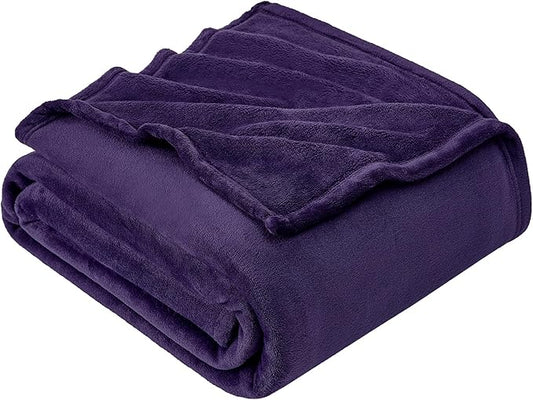 Hansleep Fleece Purple Throw XL Blanket, Super Soft Flannel Fuzzy, Plush Cozy Blanket for All Seasons, Purple, Throw XL 50x70 Inches