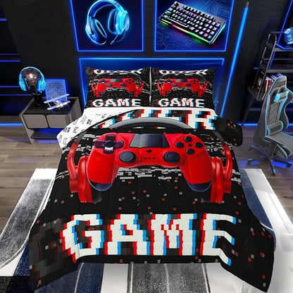 Erosebridal Boys Comforter Sets - Full, Red Gaming Bedding Sets for Kids, Toddler Gamer Room Decor