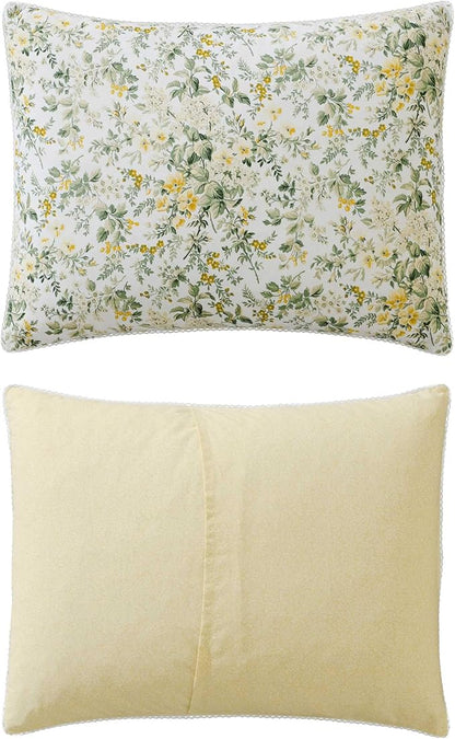 Laura Ashley - Twin Comforter Set, Soft Cotton Bedding with Matching Shams, Floral Home Decor, Oeko-Tex Certified (Country Meadow Gold, Twin)
