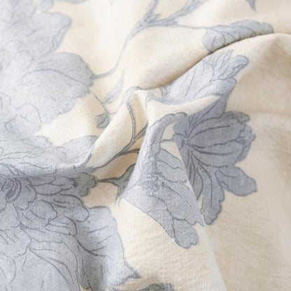Oli Anderson 5 Piece Floral Comforter Set, Vintage Botanical Print Bedding Set, Farmhouse Lightweight Cottagecore Bed in a Bag with 1 Ruffle Flowers Comforter, 2 Pillowcases, 2 Pillows (Blue, Queen)