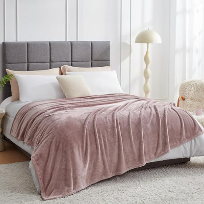 Hansleep Fleece Pink Throw Blanket, Super Soft Flannel Fuzzy Plush Cozy Blanket for All Seasons, Pink, Throw 50x60 Inches