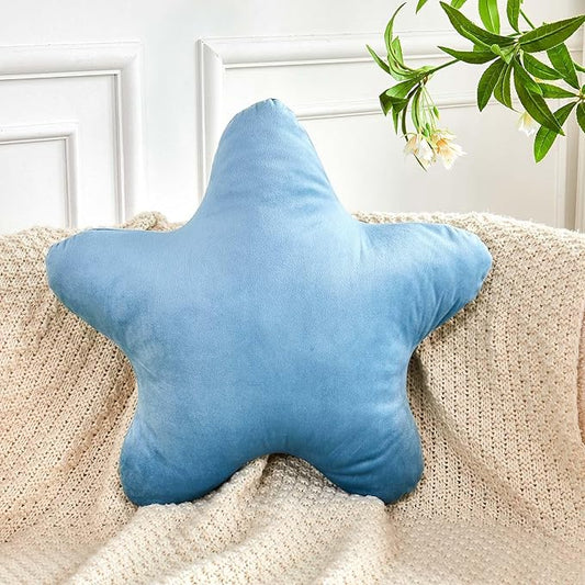 Dusty Blue Star Throw Pillow, Cute Star Pillow Room Decor, Soft 14.9" Star Shaped Decorative Throw Pillow for Bedroom, Star Plush Floor Cushions Pillows