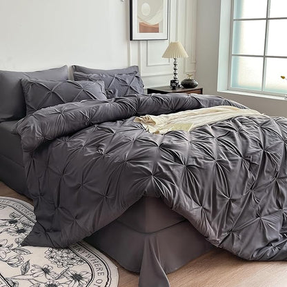 Maple&Stone Twin XL 5 Piece Comforter Set, Dark Grey, 68" X 88"