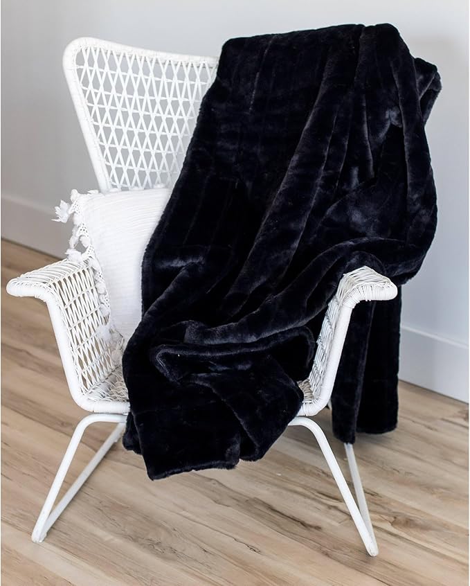 Minky Designs Jaguar Black Minky Blanket – Ultra Soft Faux Fur Throw Blanket for Couch, Bed & Home – Fluffy, Warm & Luxurious – Posh Collection (X-Large, 60x84)
