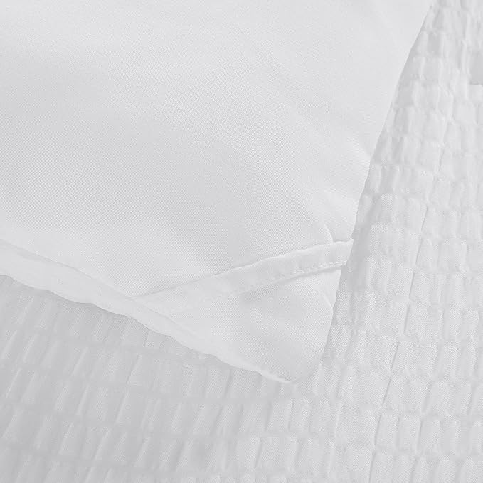 HOMBYS 3 Piece Seersucker Oversized King Comforter Set 128x128, Breathable White Soft Comforter Set, Lightweight Bedding Comforter Sets with Comforter for All Season