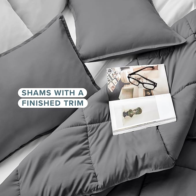 Bare Home Comforter Set - Twin Extra Long Size - Ultra-Soft - Goose Down Alternative - Premium 1800 Series - All Season Warmth (Twin/Twin XL, Grey)