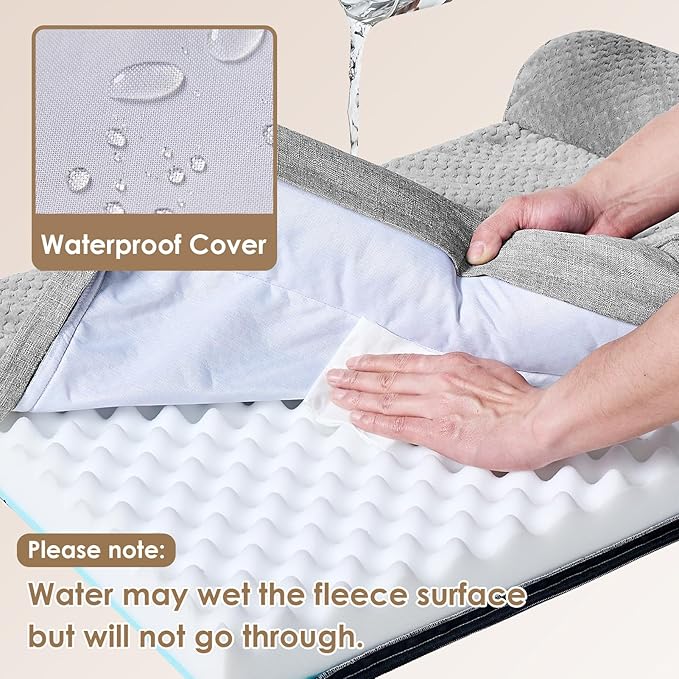 EHEYCIGA Large Dog Bed Memory Foam for Crate, Orthopedic Dog Bed Large Size Dogs with Washable Removable Cover, Waterproof Pet Sofa Couch with Nonskid Bottom, 35x22x6, Grey