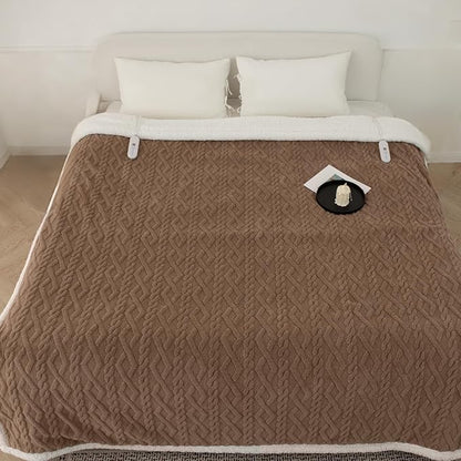 Electric Blanket King Size 100"X90" Brown - Soft Thick Warm Sherpa Heated Blanket for Winter with Dual Control, 5 Fast Heating Levels & 10hrs Auto Off, Washable & ETL Certified for Bed