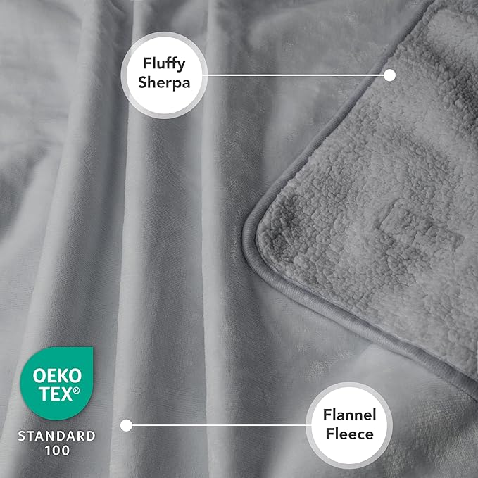 PetAmi Waterproof Dog & Cat Blanket for Medium Large Pets, Reversible Pee Proof for Bed, Couch Indoor, Soft Washable, 60x80 Light Gray