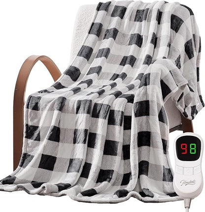 Homemate Electric Blanket Heated Queen Size - 84“x90“ Ultra Soft Cozy Flannel Heating Blanket with 10 Fast Heat Levels 8 Hours Auto Off Over-Heated Protection ETL Certification Keep Warm in Home