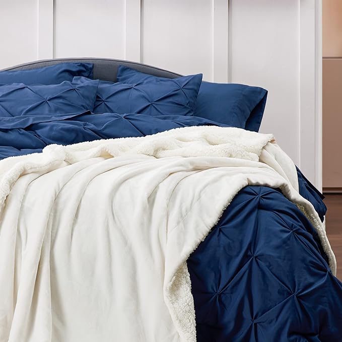Bedsure GentleSoft Sherpa Fleece Throw Blanket for Couch - Thick and Warm Throw for Women and Men, Soft Fuzzy Plush Blanket for Winter, Non-Heated, Cream, 50x60 Inches