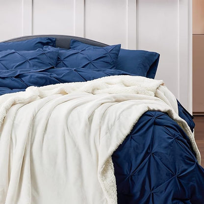 Bedsure GentleSoft Sherpa Fleece Blankets Queen Size for Bed - Thick and Warm Throw for Women and Men, Soft Fuzzy Plush Queen Blanket for Winter, Non-Heated, Cream, 90x90 Inches