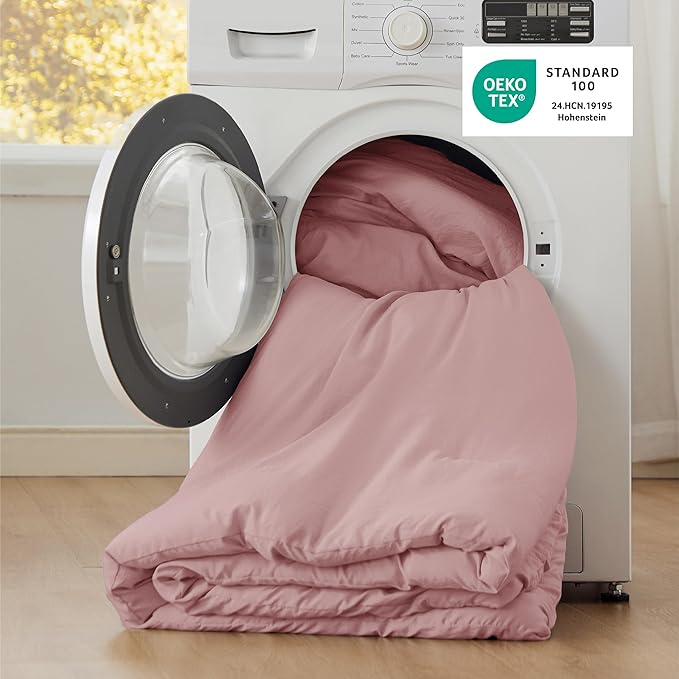 Bedsure King Comforter Set, Pink Soft Prewashed Bedding for All Seasons, 3 Pieces GentleSoft™ Bed Set, 1 Lightweight Comforter (104"x90") and 2 Pillowcases (20"x36")