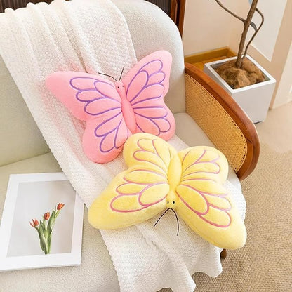 Butterfly Pillow Cute Butterfly Decorative Throw Pillows Cushion 16 x 12 inch for Women Room Home Garden Sofa Couch Yellow
