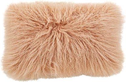 SARO LIFESTYLE Mongolian Lamb Fur Poly Filled Throw Pillow