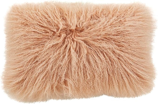 SARO LIFESTYLE Mongolian Lamb Fur Poly Filled Throw Pillow
