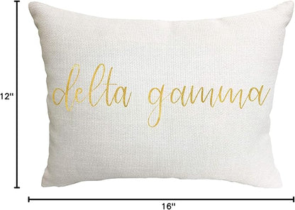 Sorority Shop Delta Gamma Pillow – Gold Script Design, 12" x 16" Lumbar Pillow Sorority
