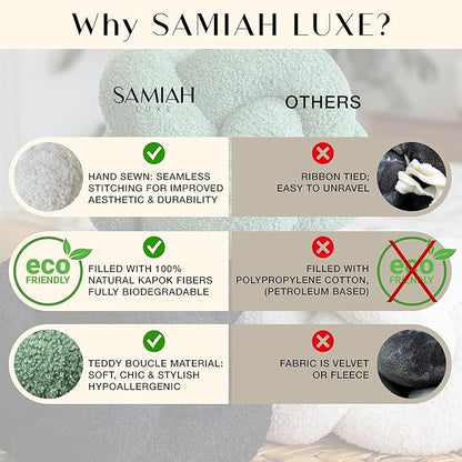 SAMIAH LUXE Sage Green Knot Pillow Ball 12" for Home Decor, Living Room, Teddy Boucle Knotted Decorative Pillow