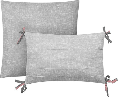 Juicy Couture Cabana Stripe Reversible Bedding Set - Twin/Twin XL Size - Pink and Grey Stripe Print - 5 Piece Set - Includes 1 66 x 90 Comforter, 3 Decorative Pillows, 1 Sham