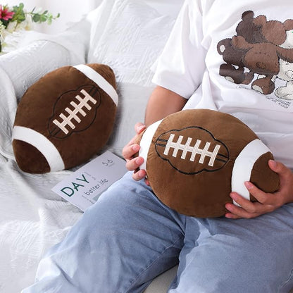 HyDren 2 Pcs Football Plush Pillows - 12" Soft Fluffy Football Pillows Stuffed Footballs Throw Pillow Sports Ball Throw Pillow for Kids Boys Girls Bedroom Nursery Room Decoration Birthday Party Gift