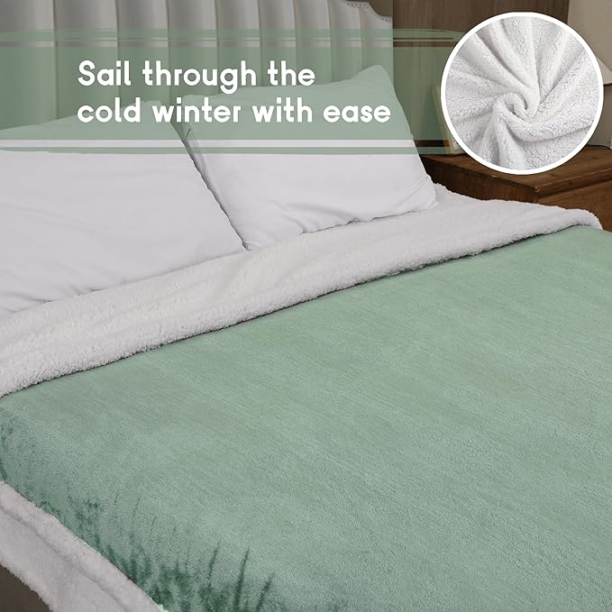 Heated Blanket Electric Blanket Full Size 72''x84'' with 9 Heating Levels, 1-10 Hour Auto Shut Off, Machine Washable, Flannel & Sherpa Soft Warming Blanket for Couch, Bed, Office - Light Green