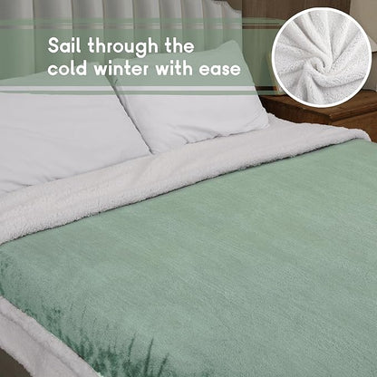 Heated Blanket Electric Blanket Full Size 72''x84'' with 9 Heating Levels, 1-10 Hour Auto Shut Off, Machine Washable, Flannel & Sherpa Soft Warming Blanket for Couch, Bed, Office - Light Green