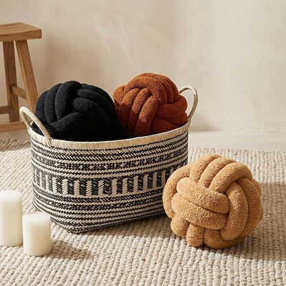 Knot Pillow Ball Plush - Decorative Throw Pillows for Bed Relieve Stress, Round Knot Cushion for Sofa Decor Pet Toy, Khaki 12 inch