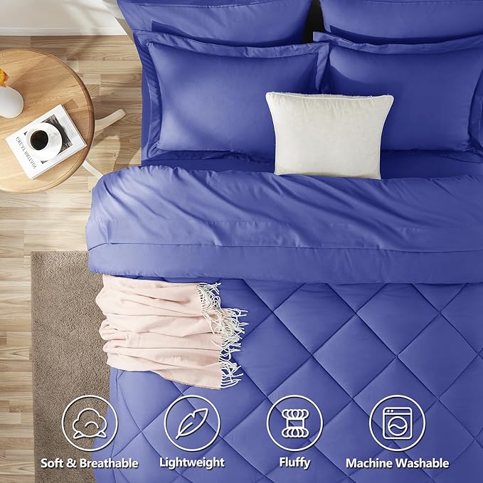 CozyLux Full Size Comforter Sets Very Peri - 7 Pieces Bed in a Bag Full, Luxury Soft Bed Set for All Seasons, Bedding Set with Down Alternative Comforter, Sheets, Pillowcases & Shams