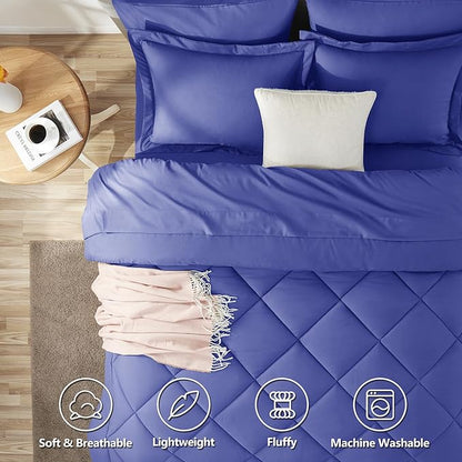 CozyLux Full Size Comforter Sets Very Peri - 7 Pieces Bed in a Bag Full, Luxury Soft Bed Set for All Seasons, Bedding Set with Down Alternative Comforter, Sheets, Pillowcases & Shams