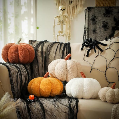YRXRUS Pumpkin Pillows, Thanksgiving Pumpkin Throw Pillows, Brown Shaped Pillow for Fall Room Decor Gifts, Teddy Fleece Cute 6x12 Inches Halloween Pillow, Accent Fall Pillows